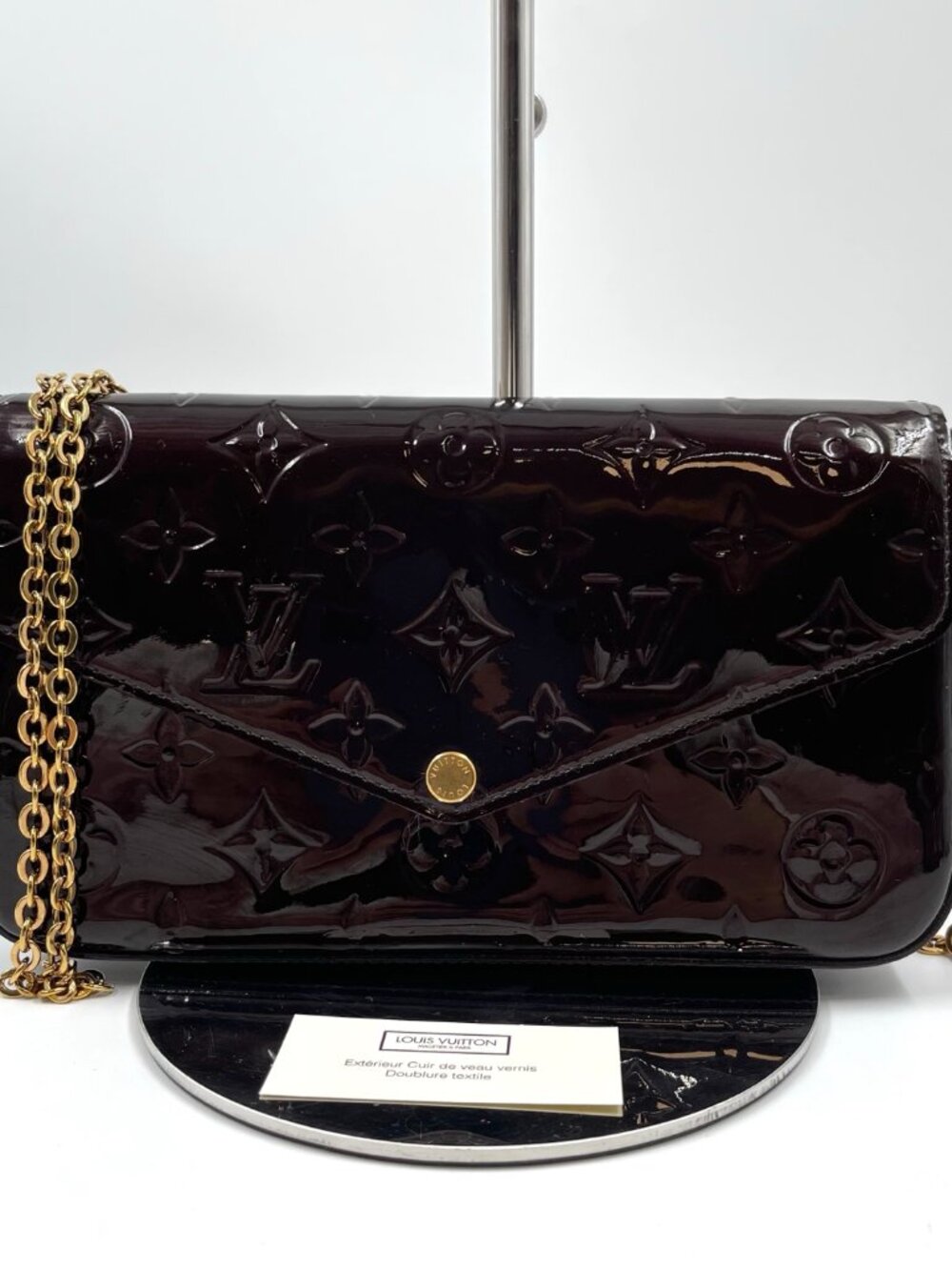 Louis Vuitton Félicie Pochette Monogram Vernis in Amarante